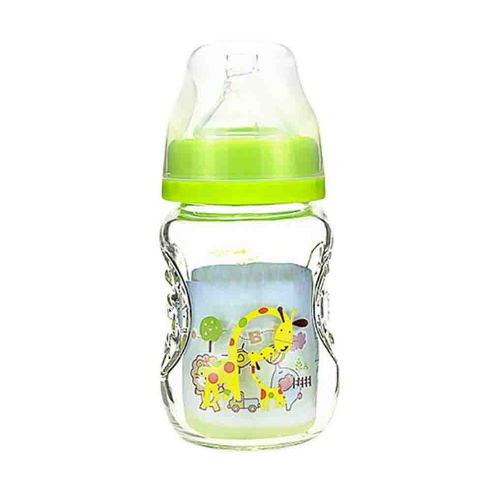 150ml bred flaske glasflaske baby tilbehør glas baby fodring flasker flaske greb: Grøn