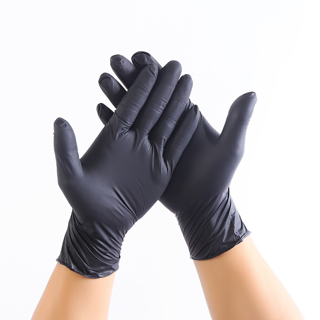 100Pcs Black Disposable Gloves Latex Rubber Household Kitchen Dishwash Gloves Work Garden Universal for Left and Right Hand#F
