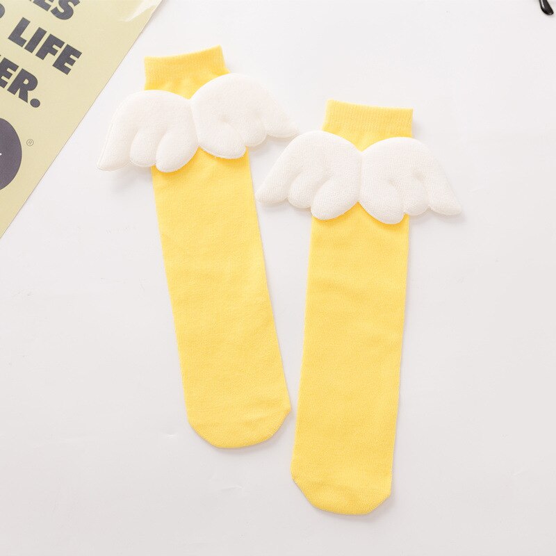 Baby Meisjes Kniekousen Angel Wing Zomer Herfst Katoenen Sokken Effen Snoep Kleur Kids Peuter Korte Sokken Voor Kinderen: LY