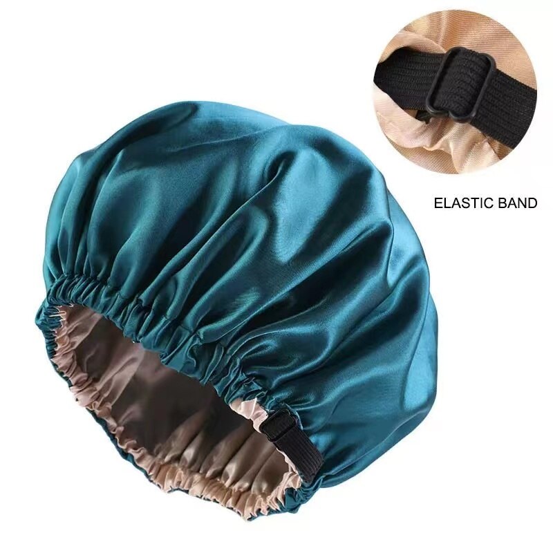 Satin Nightcap Invisible Flat Adjustment Buckle Simulated Silk Double Round Cap Makeup Washing Cap.