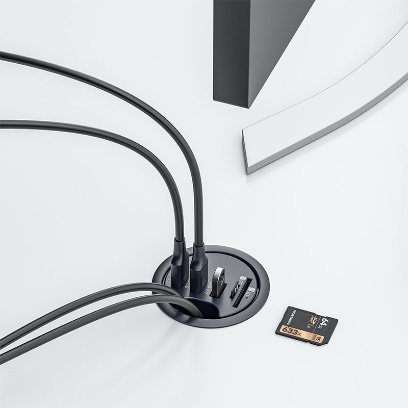 Hub usb 3.0 montagem na estação de acoplamento de mesa com leitor de cartão multi usb 3.0 sd/tf fone de ouvido suporte controle de volume divisor usb