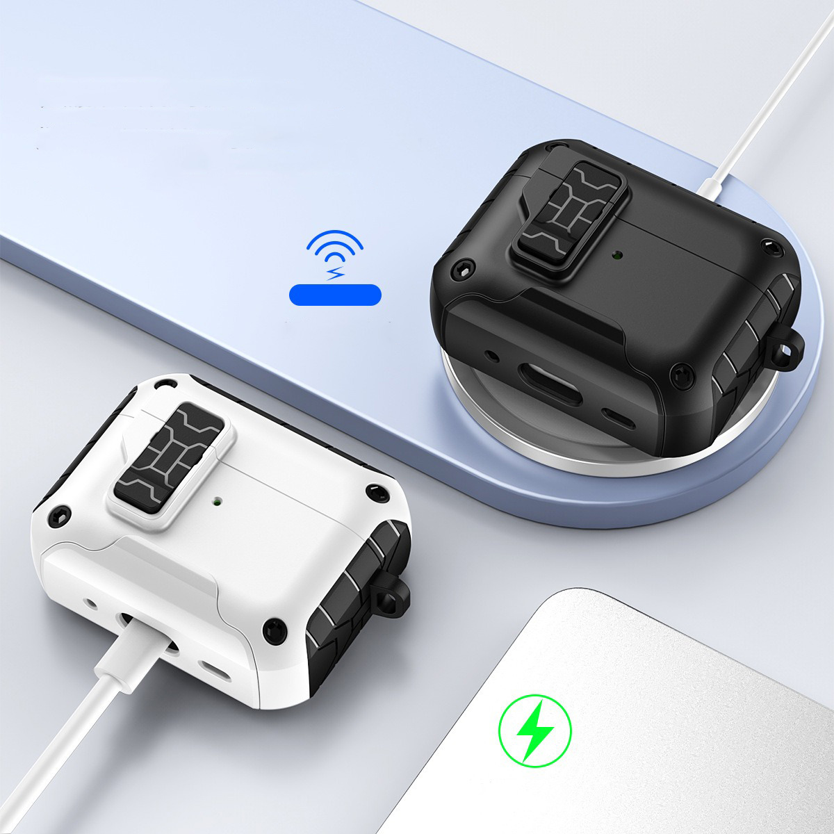 Secure Lock Clip Oortelefoon Case Cover Voor AirPods Pro 2e Generatie Schokbestendig Case Voor AirPods 4 Pro 2 Met Telefoon houder
