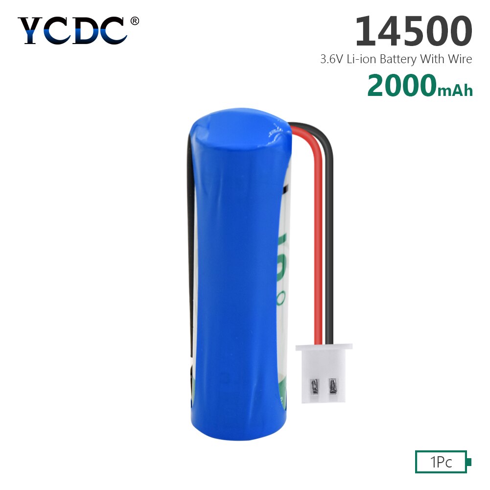 1 st 3.6v 14500 2000 mah li-socl 2 14500 batterier med anslutningskontakt för mac-datorer plc elmätare gas vattenmätare