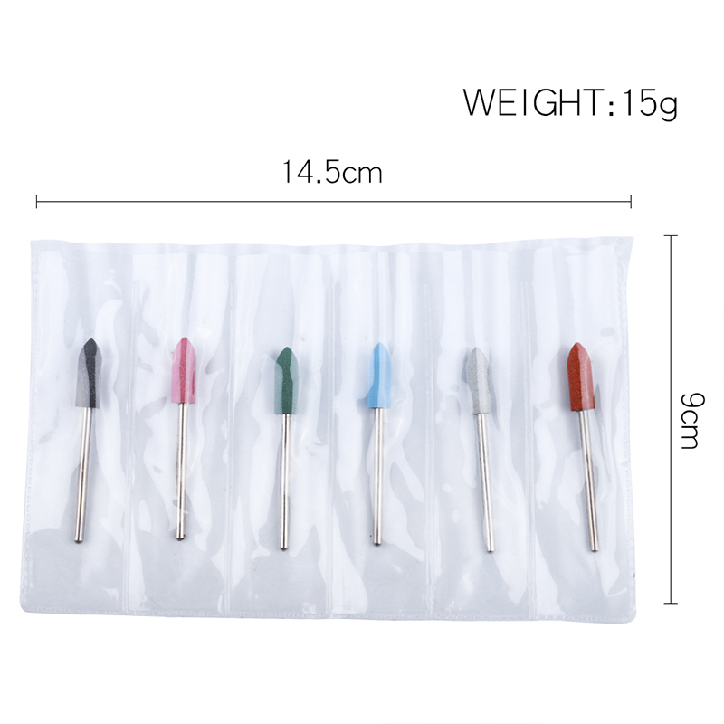 6Pcs Rubber Silicon Nail Boren Set Frezen Voor Manicure Pedicure Elektrische Polijstmachine Sterke Nagel Boormachine Gereedschap