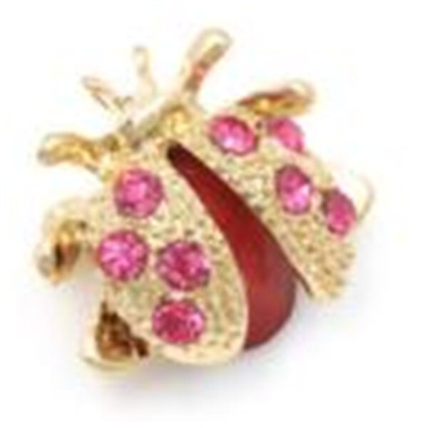 WKOUD 1Pcs Small Ladybird Colorful Crystal Rhinestones Brooch Pins For Women Or Girls: Rose red