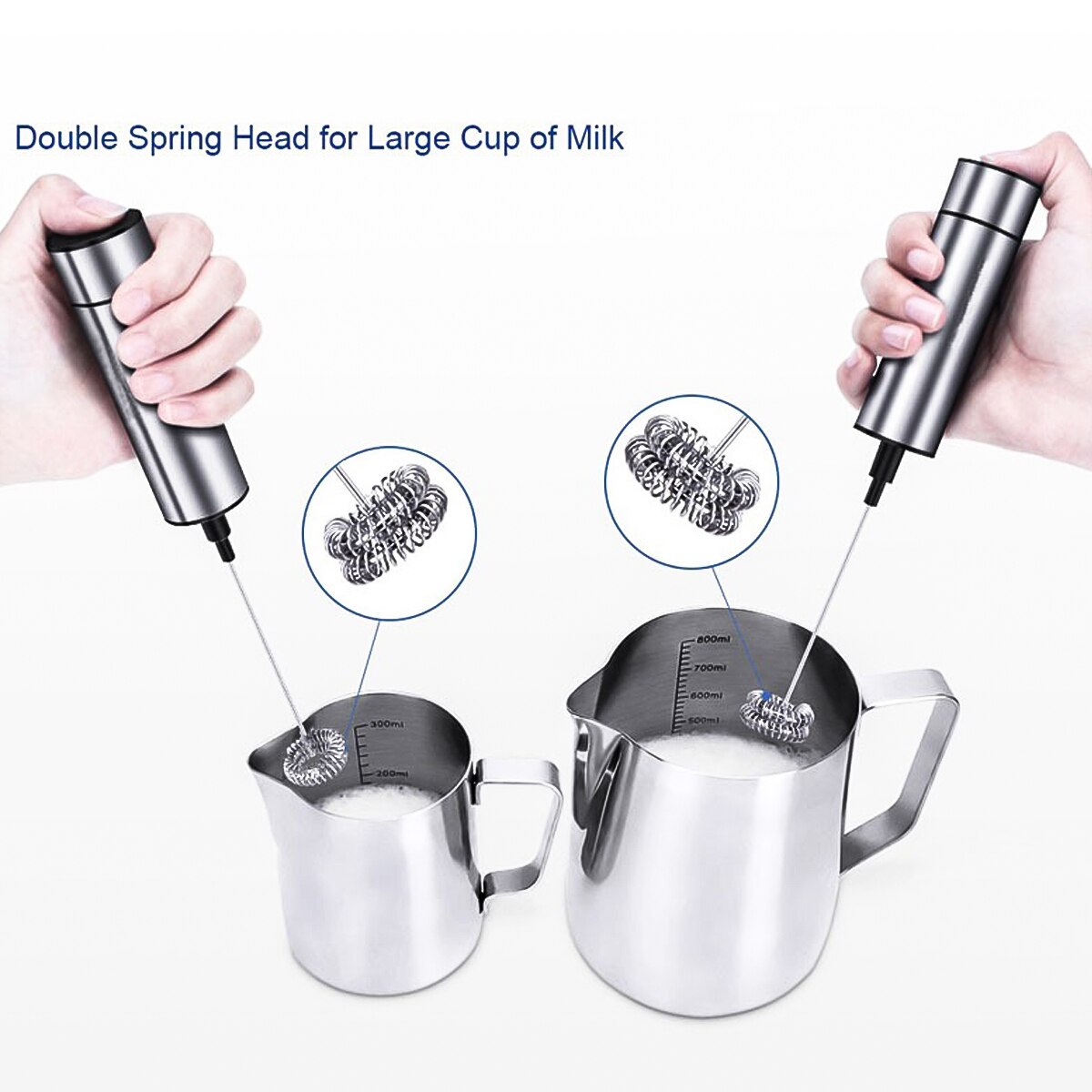 Mousseur à lait électrique à piles, mini mixeur portatif automatique en acier inoxydable pour café, latte, cappuccino, matcha