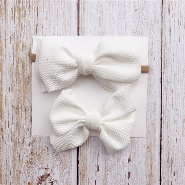 2 pçs/lote 5'Baby Bagunçado de Tecido Arco Cabeça + Recém-nascidos Grande Arco de Cabelo Menina clipe Arcos de Cabelo Turbante Headwrap Infantil Bebes Bowknot Tie: WHITE