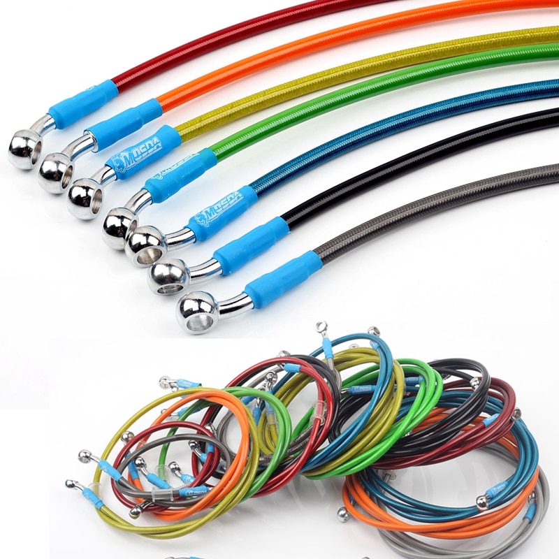 MOSDA Universal 400mm - 2200mm Motorcycle Hydraulic Brake Hose Line Cable 28 degrees 10mm Banjo Pipe Line Braided oil hose