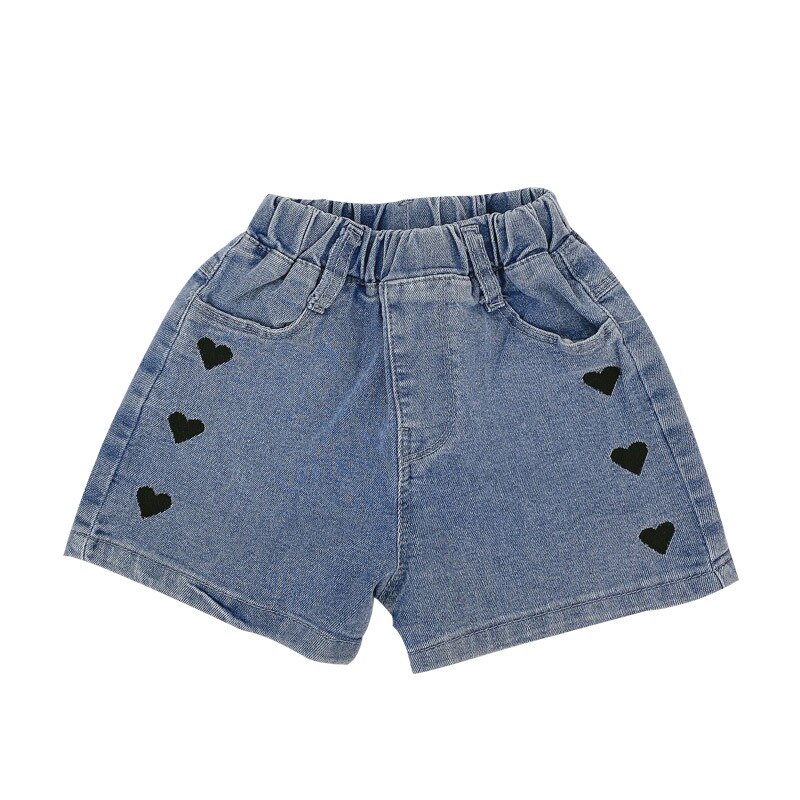 Kinderen Koreaanse Liefde Geborduurde Denim Shorts Lente/Zomer Producten Meisjes Casual Broek Alle-Wedstrijd Broek