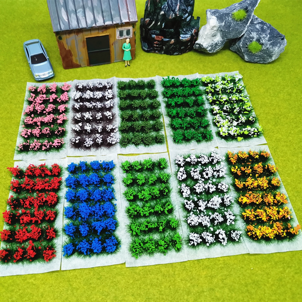 Materiali da costruzione in scatola fai-da-te in scatola per erba statica Wargame grass tuft Layout di costruzione tavolo da sabbia kit modello di Cluster di fiori