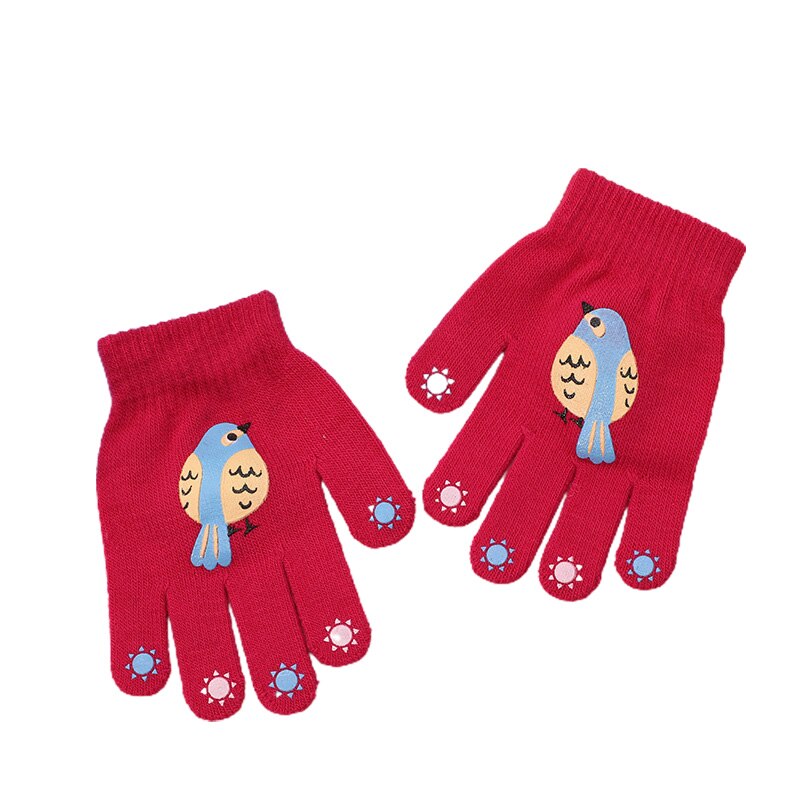Kinderen Kids Winter Warm Thicken Handschoenen Meisjes Jongens Peuter Leuke Vogel Wanten Imitatie Kasjmier Vinger Handschoen Voor 6-12yeas