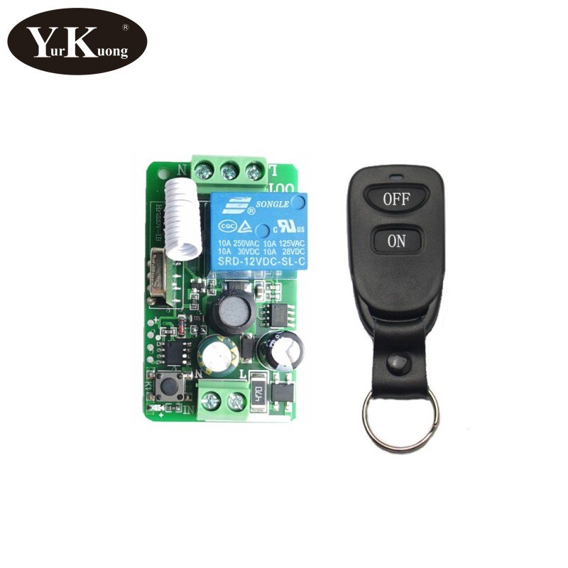 AC 110V 220V Wireless Switch Light Lamp Bulb LED RF Remote Control Receiver RF Remote Wall Panel button for Bedroom Ceiling Lamp: 1Receiver  1Remote / 433MHZ