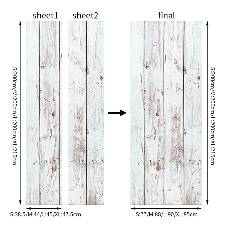 3D Door Sticker White Wood Texture Sticker, Bedroom Study, Bathroom Door Concealer Renovation Wall Sticker