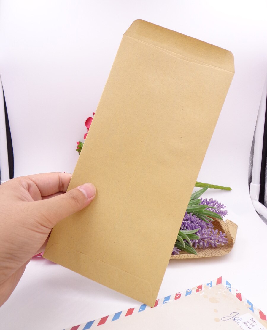 Sobre Kraft de 10 Uds., bolsa de papel autoadhesiva de varios tamaños en blanco, tarjeta postal, sobre de invitación para boda, papelería escolar para oficina