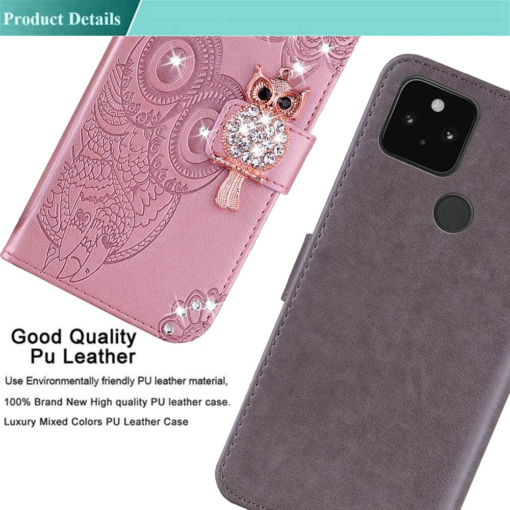 Pixel 5 4A 5G 3D Rhinestone Flip Leather Case For Google Pixel 4A 5 5G Phone Cover Case For Google Pixel 5 4A 5G Cover Case