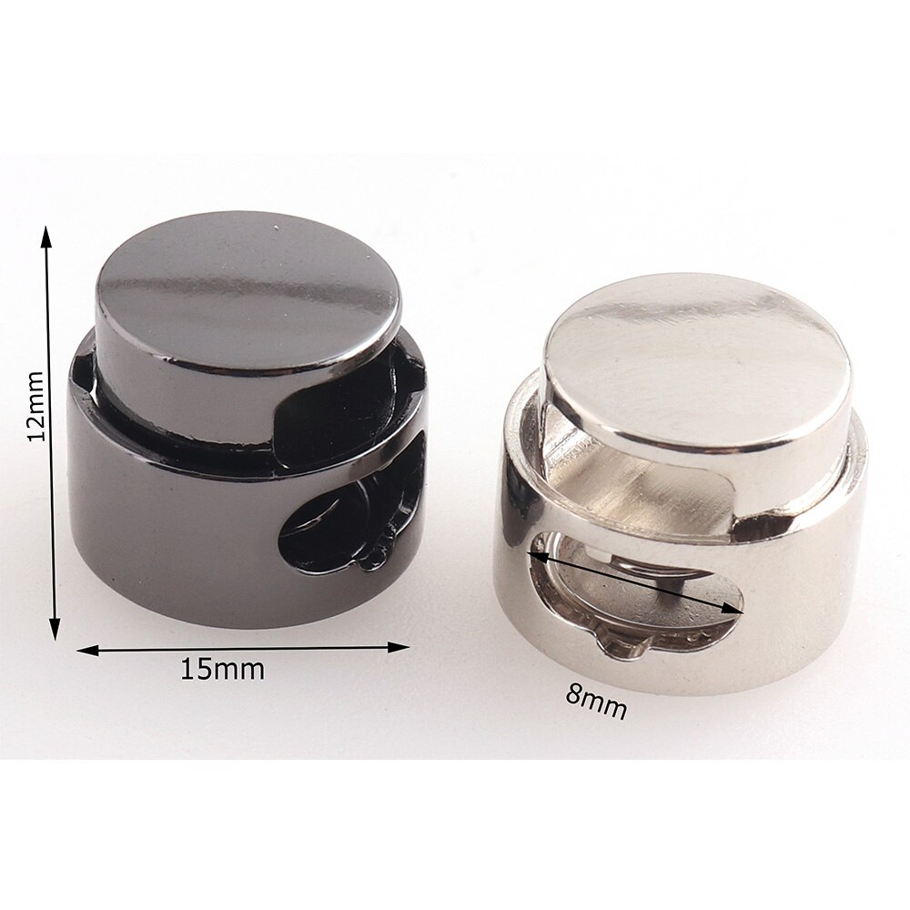 Round Cord Locks gunmetal/sliver cord stopper spring buckles elastic cord toggle metal toggle double hole buckle face mask locks