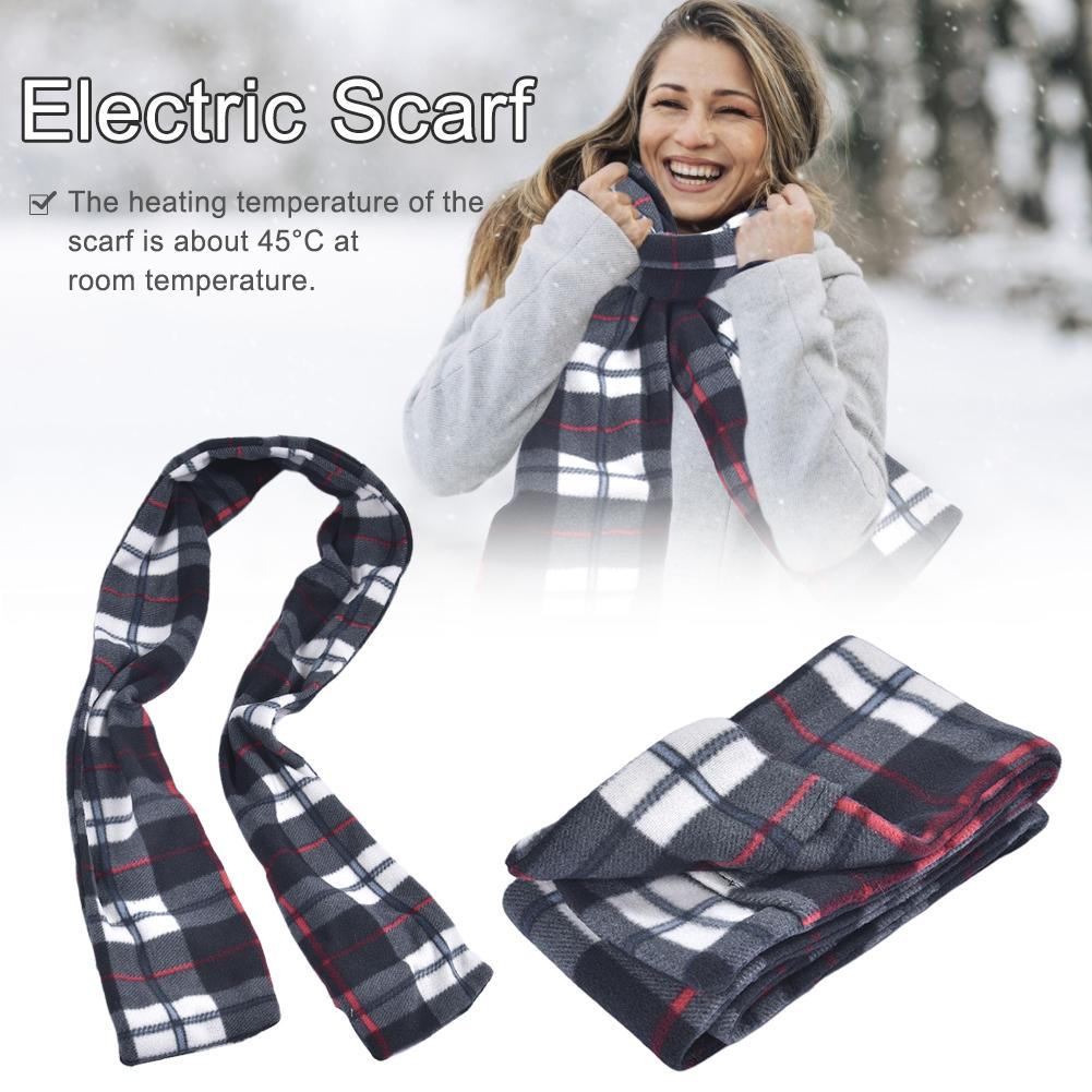 150X14cm Electric Heating Scarf Scarves Fleece Cosy Warm Scarf Shawl Heating Winter Blanket with Battery Box USB Electric Scarf