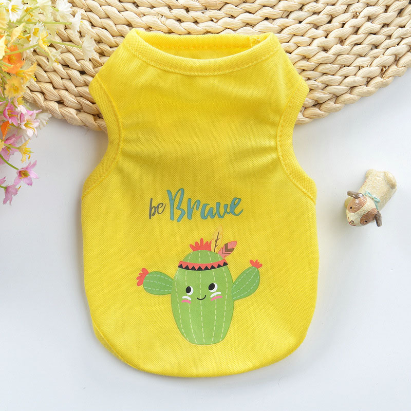 Dog Clothes Small Dogs XXXS-XS Simple Puppy Dog Accessory Thin section T-shirt Striped Pet Vest Sleeveless Solid Summer Clothes: YELLOW / XXXS