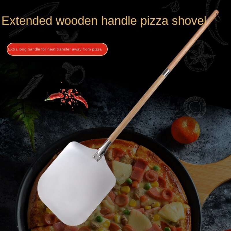 Aluminium Houten Handvat Pizza Schop Keuken Bakken Grote Pizza Transfer Schop Plus Lange Handvat Keukengerei