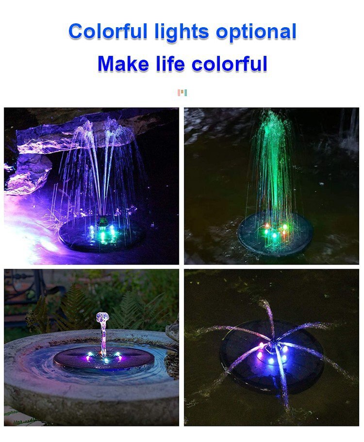 18CM Floating Solar Water Fountain Pool Waterfall LED light Fountain Garden Patio Decoration fountain Outdoor Bird Bath piscina
