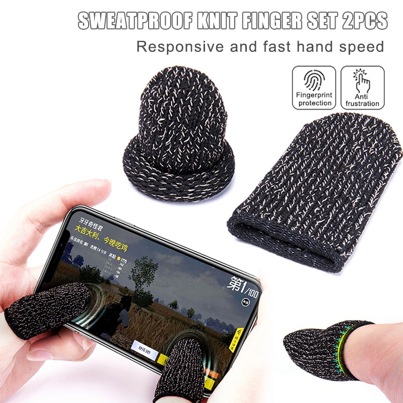 2 st gaming finger sleeves antislip anti-svett skydd för telefon spel controller finger känslig andas mobil touch