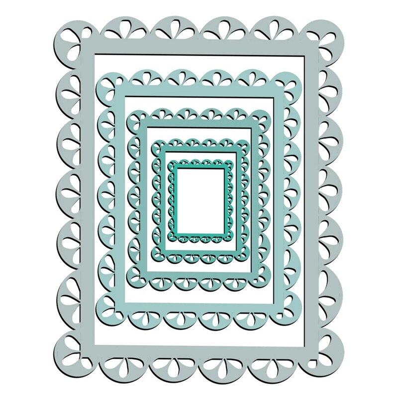 YaMinSanNiO Nested Stitched Scallop Rectangle Frame Dies Metal Cutting Dies for Card Making Craft Dies Scrapbooking Embossing