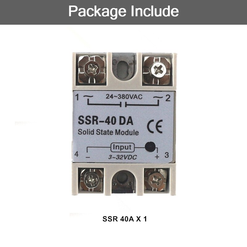 REX-C100 Digital PID Temperature Controller REX C100 40DA Relay SSR Output Thermostat Kit + K Thermocouple Probe / Heat Sink: 1PC SSR 40A