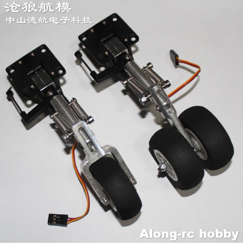 Rc-fly del 105mm -165mm næse, indtrækkeligt dobbeltfjeder, knælende landingsstel, eva-hjul til 3-5kg fly, gør-det-selv-modeller