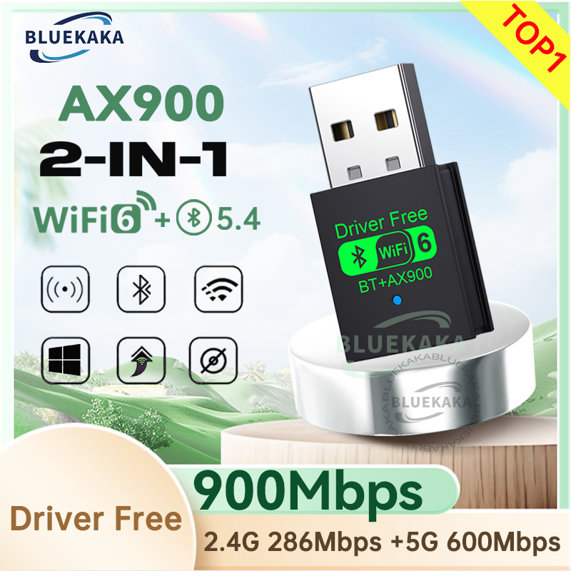 drivervrije 2IN1 900Mbps USB-adapter Bluetooth 5.4 Dongle Adaptador Dual Band WiFi6 voor pc-laptop Draadloze luidspreker Audio-ontvanger Zender voor Win10/11