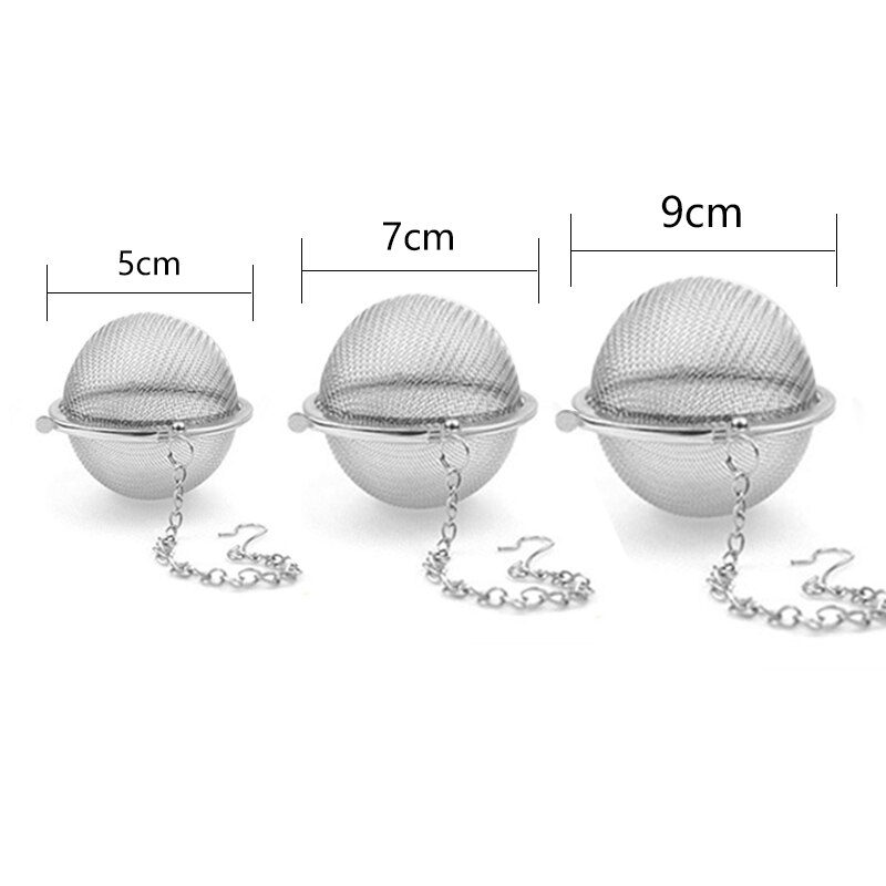 Bolas de malla de acero inoxidable para infusiones de tetera, esférico, filtro de malla multifunción, Té suelto, filtro de hojas, bolsas para condimentos de alimentos