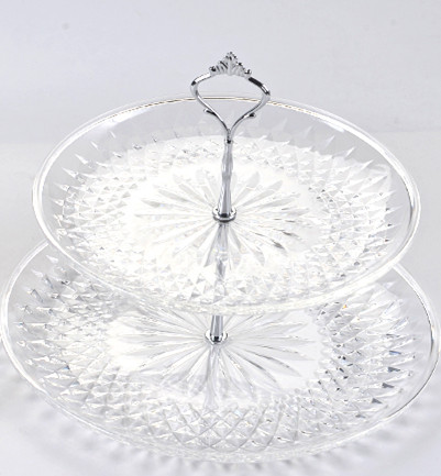 Kjøkken engelsk brett gjennomsiktig akryl fruktfat ktv plast flerlags kakefat fat håndtak krone fruktfat: B / 15cm-20cm-25cm