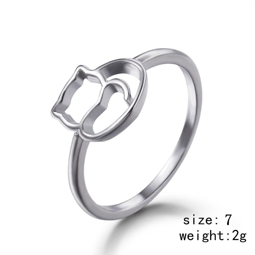Mode Schattige Dier Opening Ring Kat Klauw Hond Poot Vrouwen Meisje Eenvoudige Sieraden Open Verstelbare Kat Oor Bruiloft vinger Ring: 7