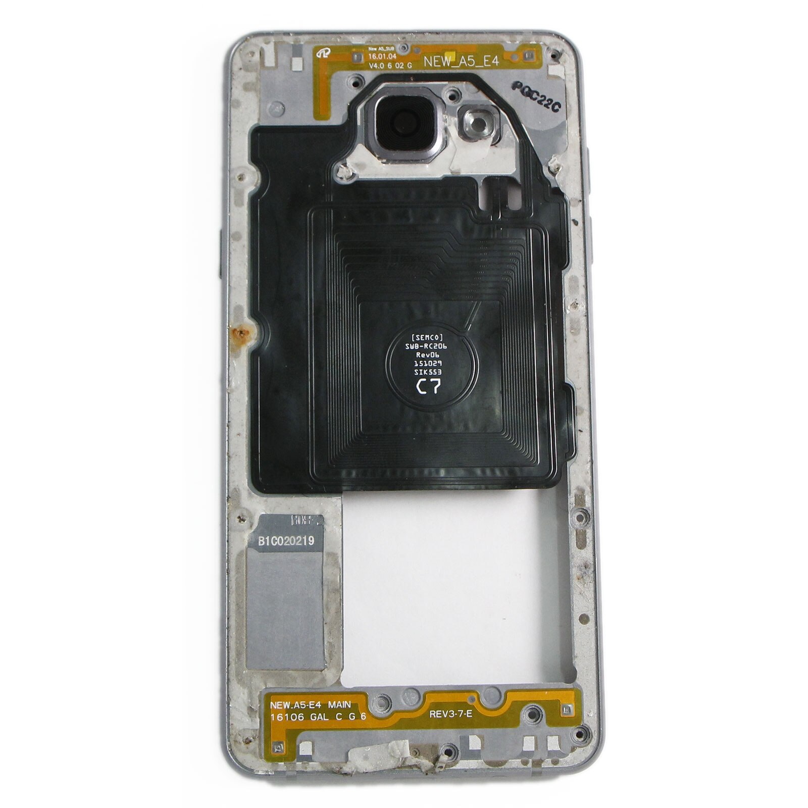 Mitte Hülse + NFC Samsung Galaxis A5 SM-A510F Original Grau