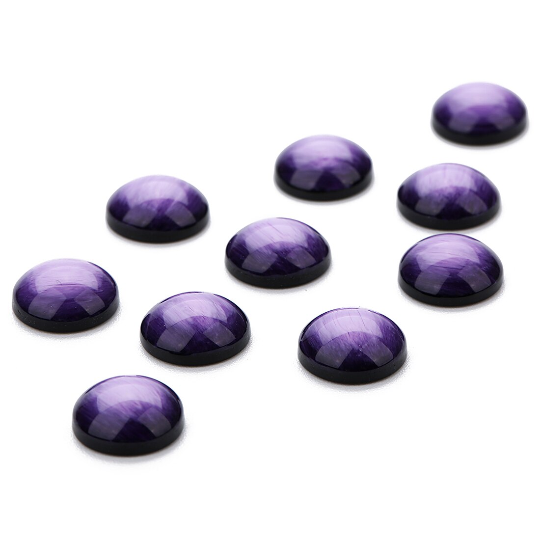 30 pcs/lot 12mm résine ronde cristal Cabochon Flatback fait à la main Cabochon ajustement Base anneau pendentif réglage pour les résultats de bijoux: purple