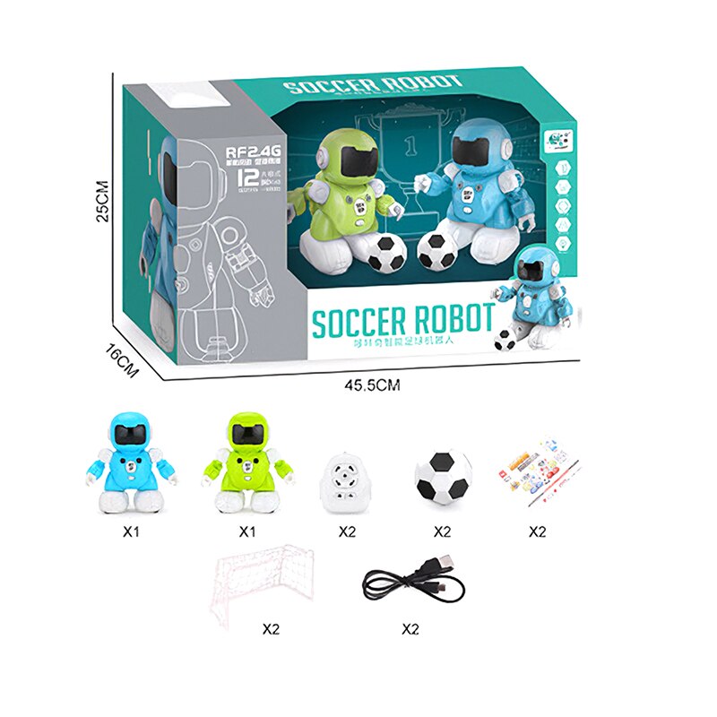 2 Stuks Kinderen Vroege Onderwijs Remote Controlling Voetbal Robot Spelen Intelligente Robot Koel Licht Oplaadbare Kinderen Afstandsbediening Speelgoed