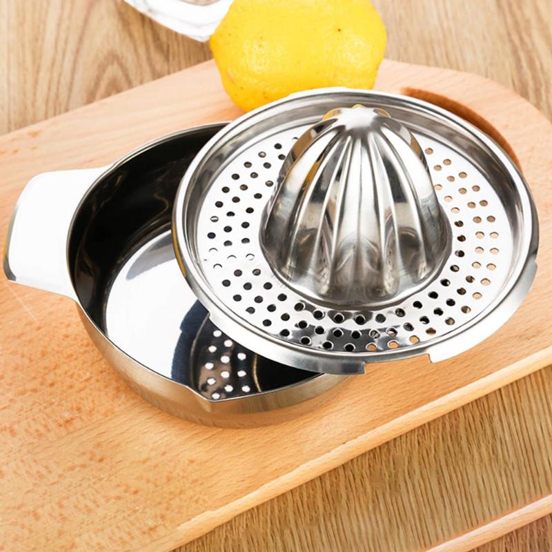 Rostfritt stål manuell apelsinjuicer citron fruktjuice press filter skål