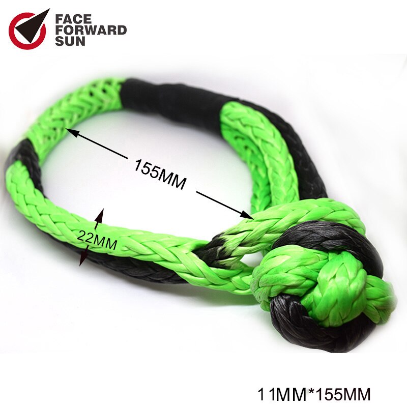 7/16" Soft Shackle,11mm*155mm UHMWPE Shackle,ATV Winch Shackle,Synthetic Shackle for Offroad,truck,sailboat: green grey