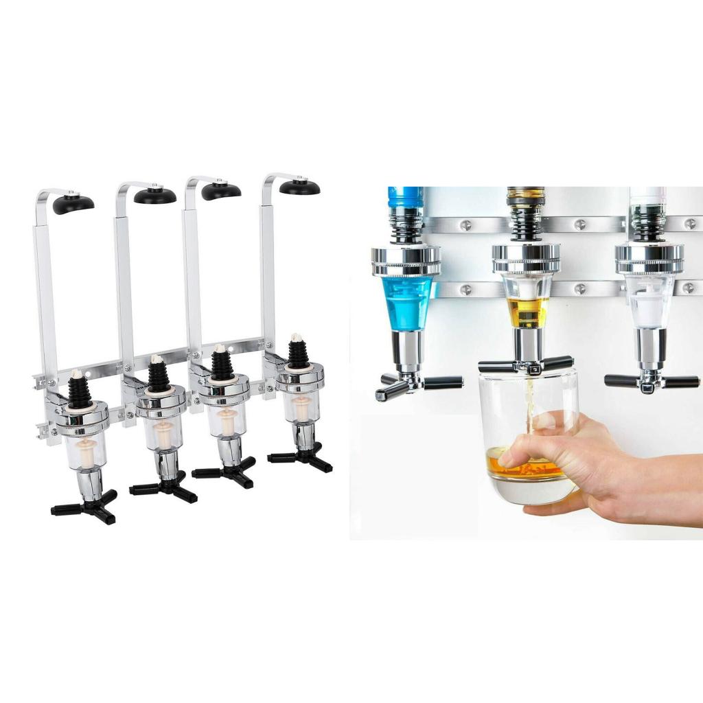 4 Bottle Wall Mounted Liquor Dispenser Bar Kitchen Tools Alcohol Racks Holder