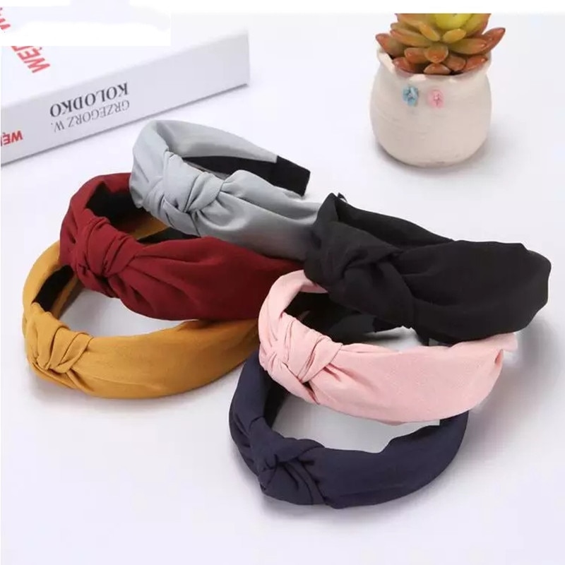 Einfarbig Haarbänder Turban Haar Lünette Nicht-Unterhose Zahn Frauen Elastische Stirnband Zwischen Knoten Haar Zubehör