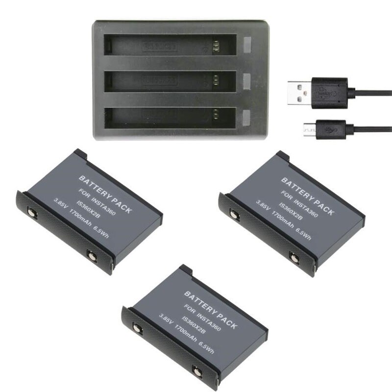 3 Slots/Dual USB Charger/Cargador For Insta 360 Um X2 Battery Charger Insta360 One x2 Battery Panoramic Camera Accessories: 3 battery 1 charger