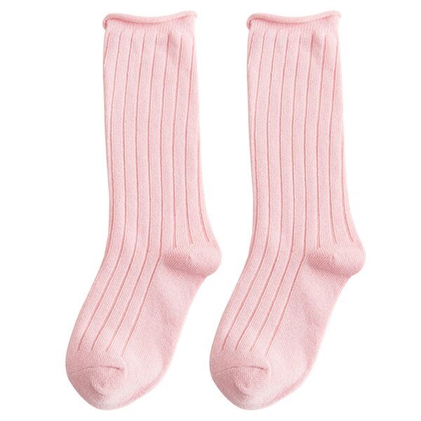 Kinderen meisjes lange laarzen sokken effen snoepkleur beenwarmer verticale streep slang: 5- roze / Ik