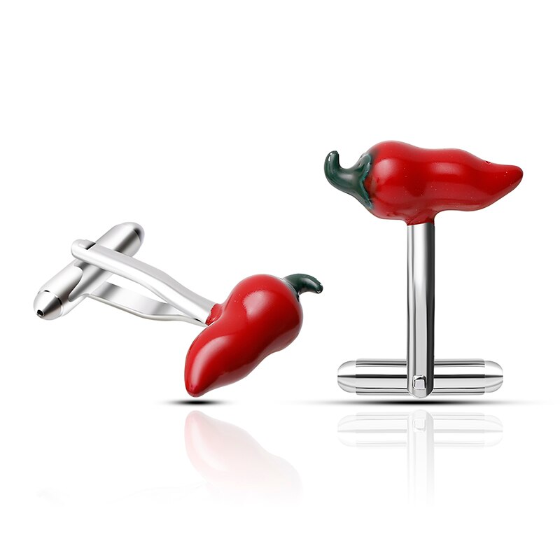 Novelty Red Pepper Chili Cufflinks for Mens Shirts Cuff nails Create Cufflinks Men Brand Jewelry: Default Title