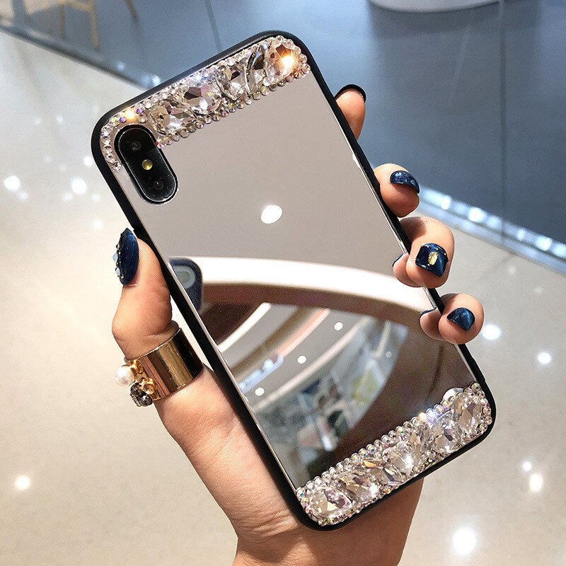 K30 Gehärtetem Glas Strass Fällen Für Xiaomi Redmi Hinweis 8T 8 8A Mi 9T 9Pro 9SE 10 Spiegel make-up Funda Telefon Kilifi Coque: For Redmi Note 8T