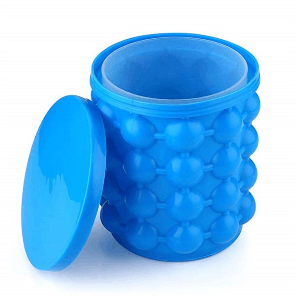 Silicone Ice Maker Fast Cold Ice Bucket Ice Storage Silicone Bucket: Blue