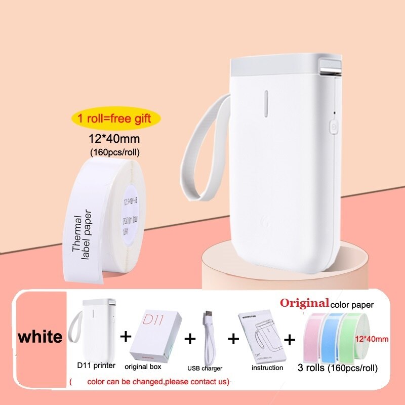 Niimbot D11 Wireless label printer Portable Pocket Label Printer Bluetooth Thermal Label Printer Fast Printing Home Use Office: add 3roll colors PBG