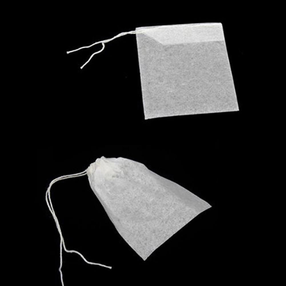 Sacos de té vacíos blancos no tejidos, filtro de cadena de papel, bolsa de té suelto para hierbas, 100 Uds.