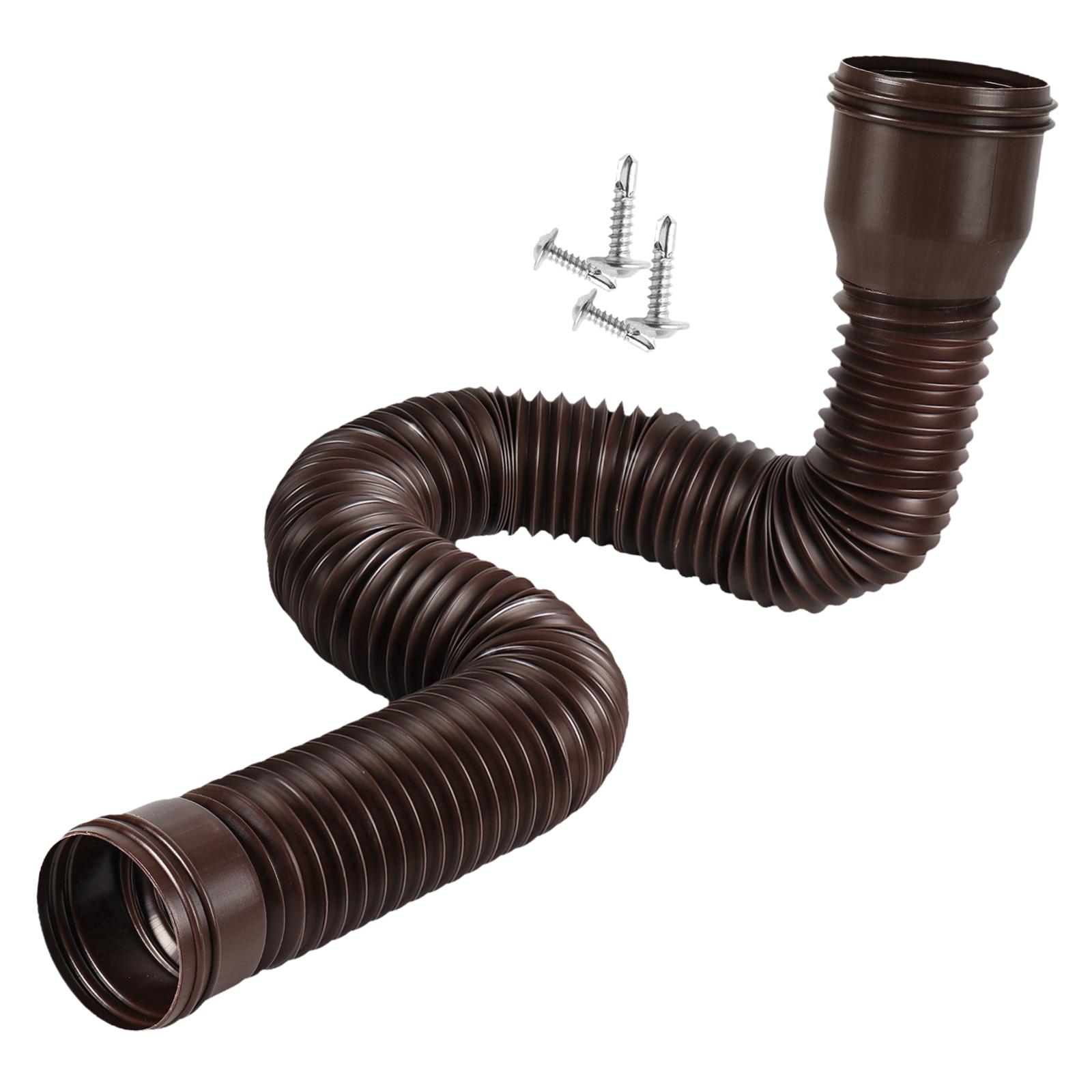 Rain Gutter Downspout Extension Flexible Universal Connector Downspout Extender: Brown