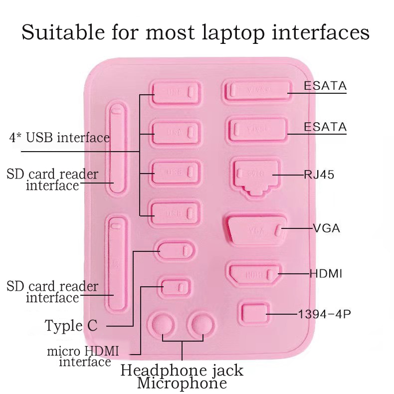 16Pcs Poort Pluggen Stof Stekkers Voor Laptops Beschermen Ultrabook Poorten Van Vuil Stof Siliconen Stofdicht Anti Dust Plug Cover stopper