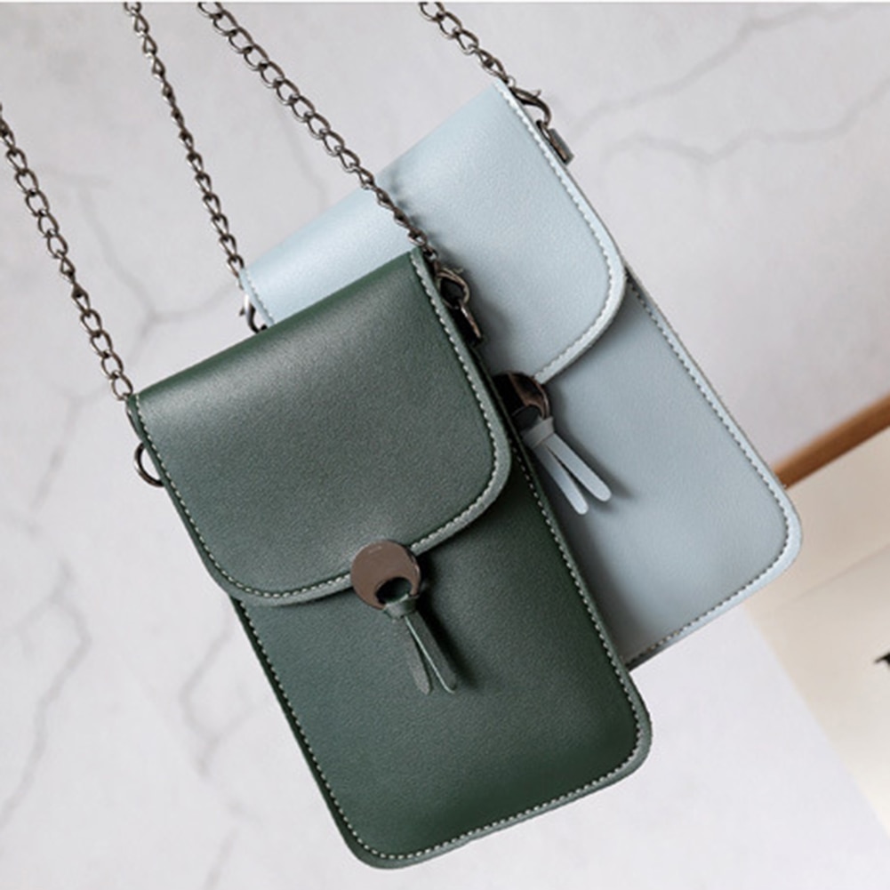 Touch Screen Cell Phone Bag Case Smartphone Wallet PU Leather Shoulder Bag Women HandBag for Iphone X Samsung S10 Huawei P30