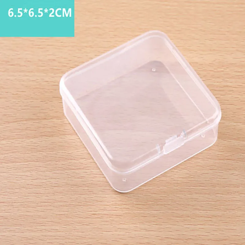 Caja cuadrada de plástico PP, almacenamiento Rectangular, cubierta abatible transparente, piezas de almacenamiento de una sola pieza, embalaje de joyería de producto pequeño